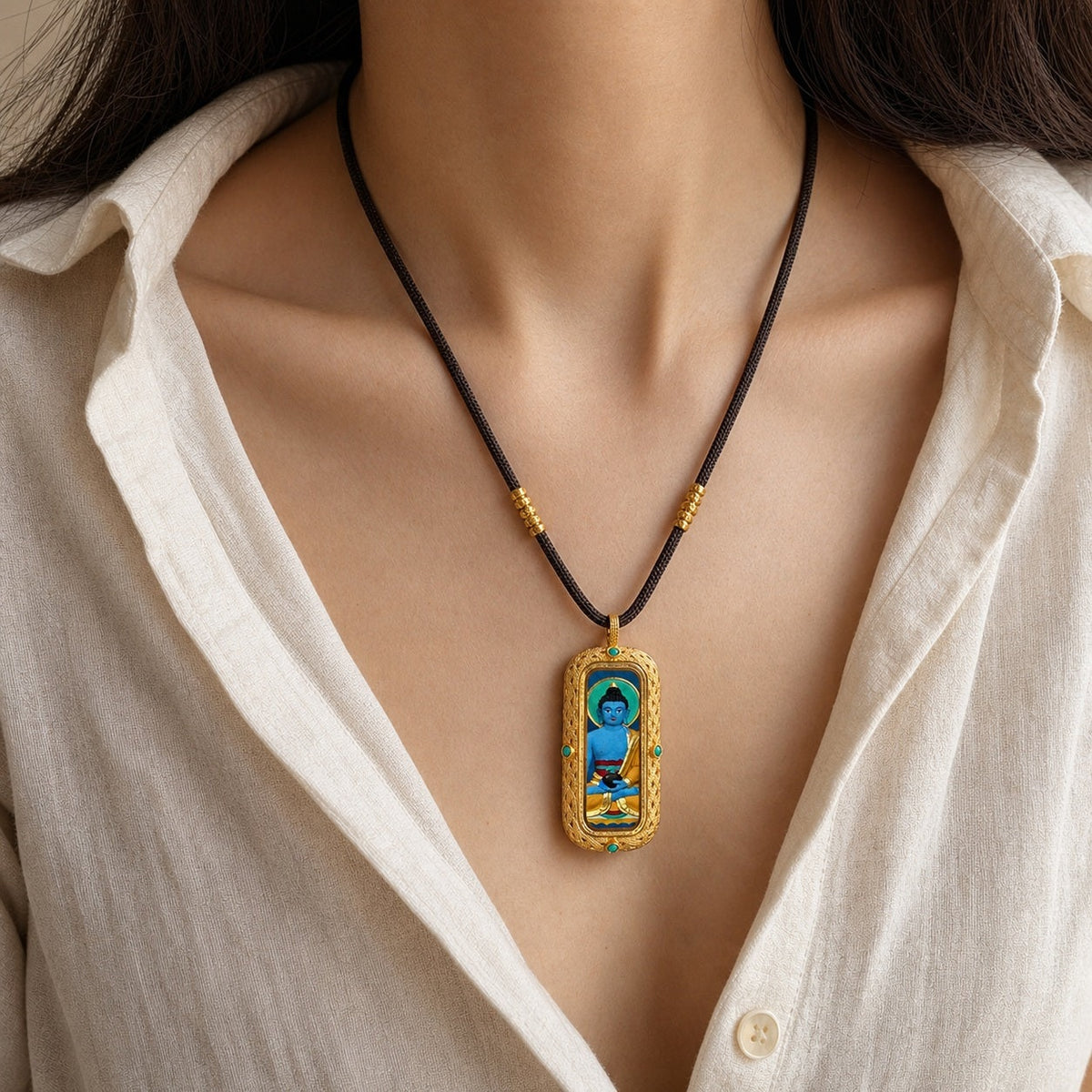 Eastern Luck medicine buddha 3d hand painted tsatsa pendant zodiac series image 6 of 10