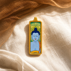 Eastern Luck Medicine Buddha mini Tibetan thangka pendant — ivory linen still life — image 5 of 10