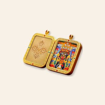 Palden Lhamo — Hand-Carved Leather Thangka Pendant (2D)