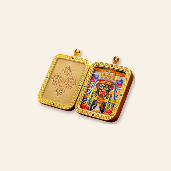 Palden Lhamo — Hand-Carved Leather Thangka Pendant (2D)