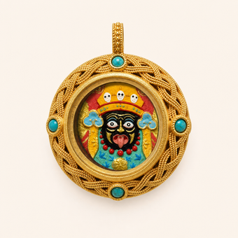 Palden Lhamo — 3D Hand-Painted Tsatsa Relief Thangka Pendant
