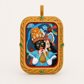 Past & Present Life — Hand-Painted Tsatsa Thangka Pendant, Deluxe (3D Relief)