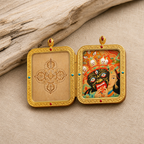 Eastern Luck past present life hand carved leather thangka pendant image 5 of 10