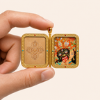 Eastern Luck past present life hand carved leather thangka pendant image 6 of 10