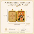 Eastern Luck past present life hand carved leather thangka pendant image 9 of 10