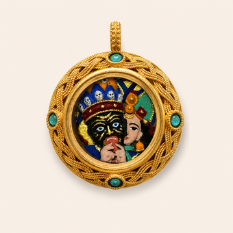 Past & Present Life — 3D Hand-Painted Tsatsa Relief Thangka Pendant