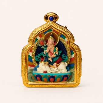 Samantabhadra — Hand-Painted Tibetan Thangka Pendant (3D Relief)
