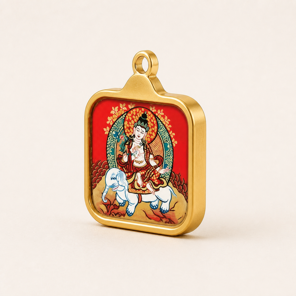 Samantabhadra titanium steel pendant side view