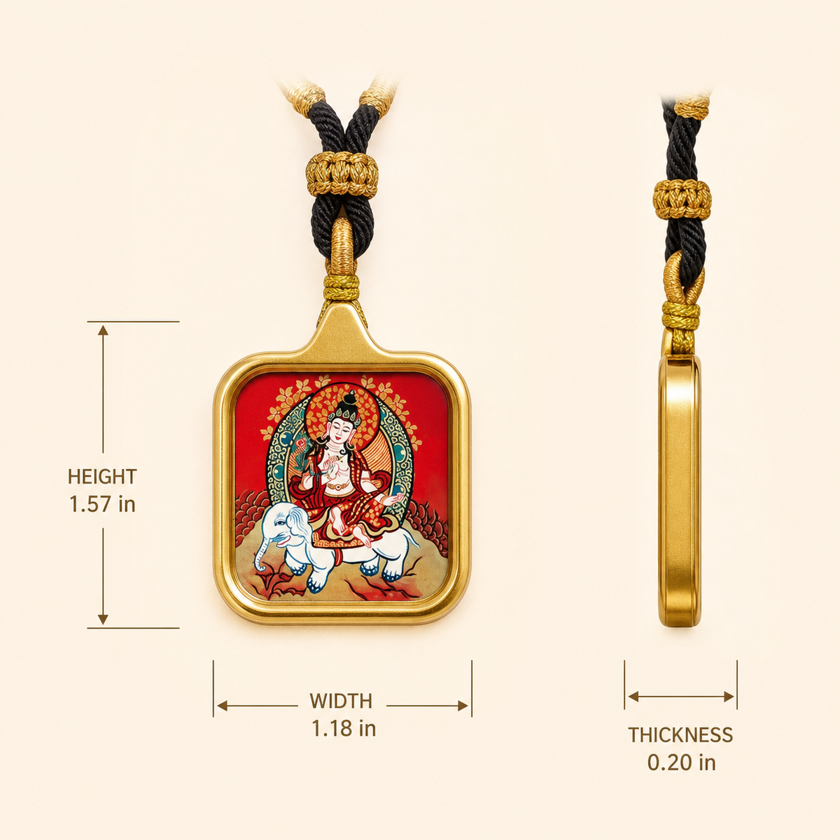 Samantabhadra titanium steel pendant dimensions in inches