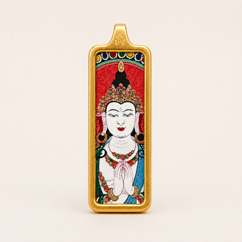 Samantabhadra — Mini Tibetan Thangka Pendant (2D)