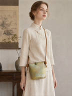 Song Brocade Phone Crossbody Bag — Golden Yellow — model view