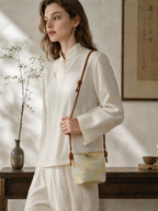 Song Brocade Phone Crossbody Bag — Soft Lavender — model view