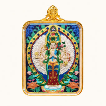 Thousand-Armed Avalokiteshvara — Hand-Painted Thangka Pendant, Full Color (2D)