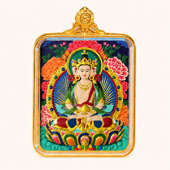 Vairocana Buddha — Hand-Painted Thangka Pendant, Full Color (2D)