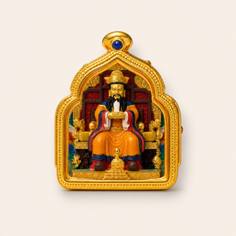 Wuye Guardian — Hand-Painted Tibetan Thangka Pendant (3D Relief)