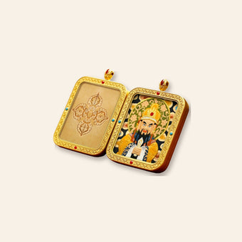 Wuye — Wealth Blessing — Hand-Carved Leather Thangka Pendant (2D)