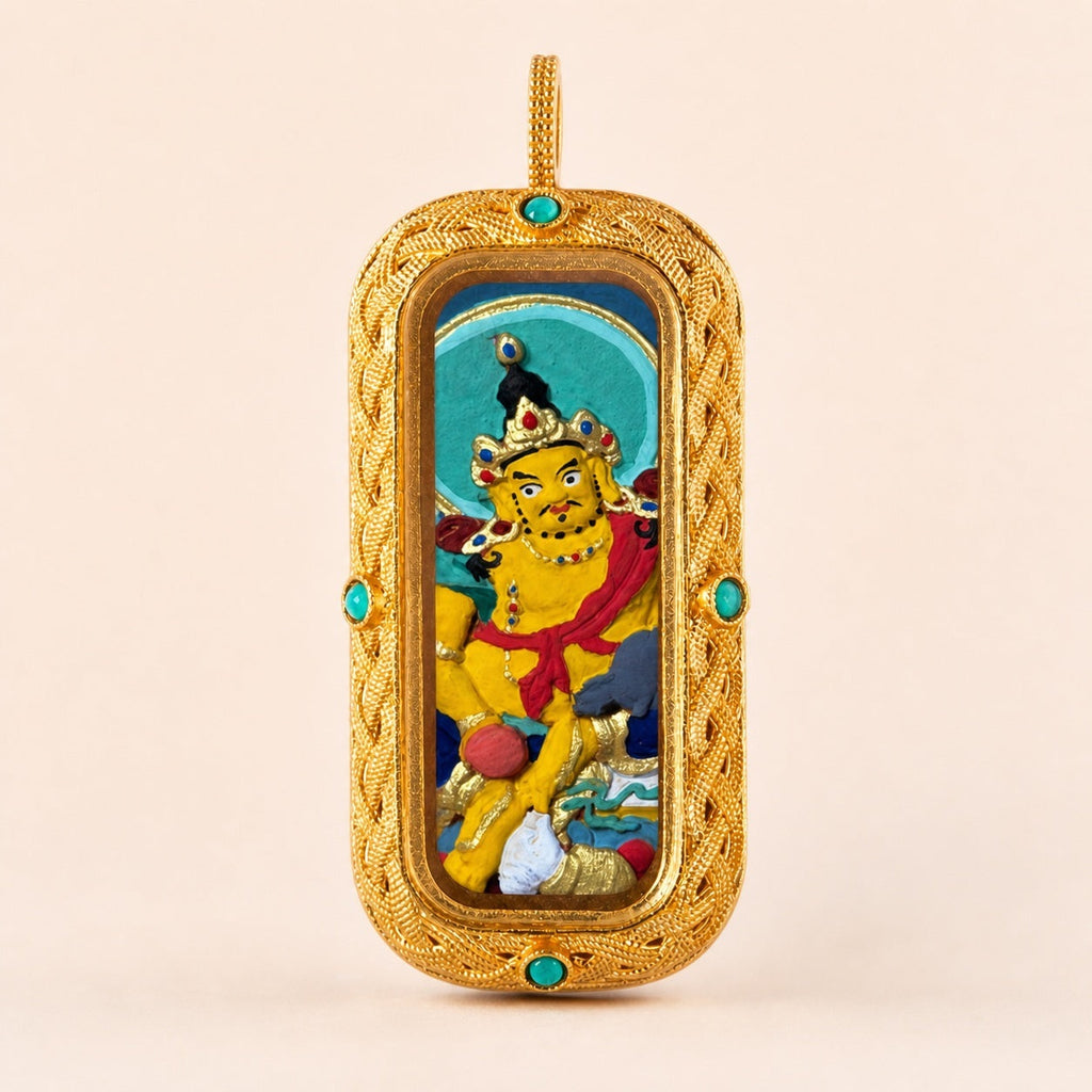 Eastern Luck yellow jambhala 3d hand painted tsatsa pendant zodiac series image 1 of 10