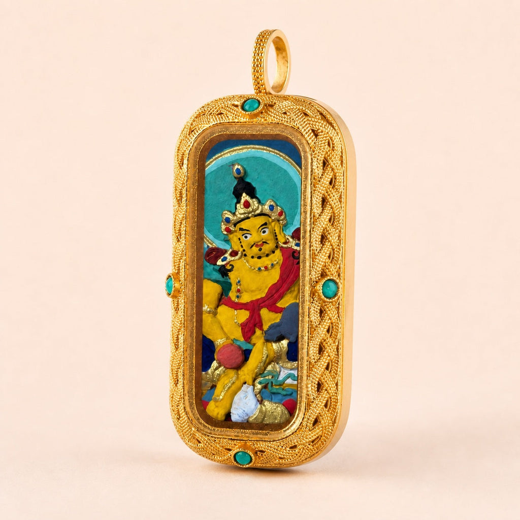 Eastern Luck yellow jambhala 3d hand painted tsatsa pendant zodiac series image 2 of 10