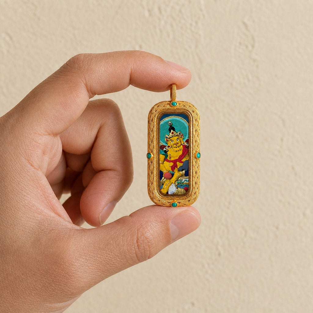 Eastern Luck yellow jambhala 3d hand painted tsatsa pendant zodiac series image 4 of 10