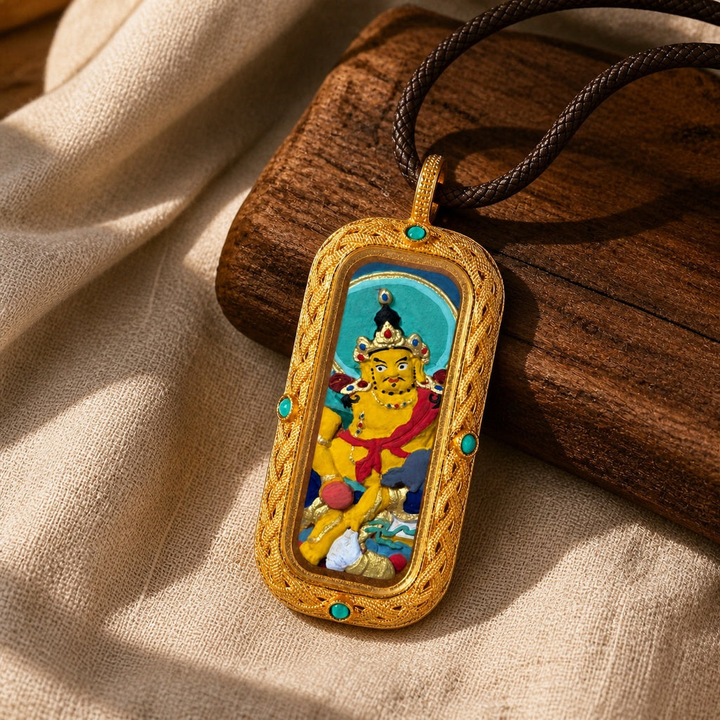 Eastern Luck yellow jambhala 3d hand painted tsatsa pendant zodiac series image 5 of 10
