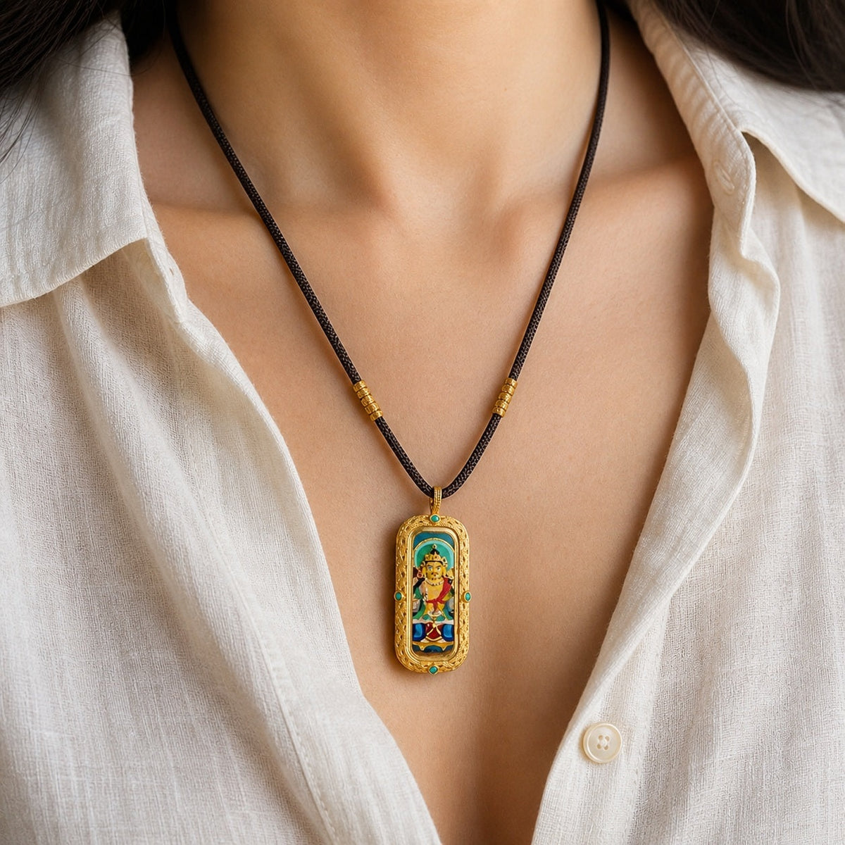 Eastern Luck yellow jambhala 3d hand painted tsatsa pendant zodiac series image 6 of 10