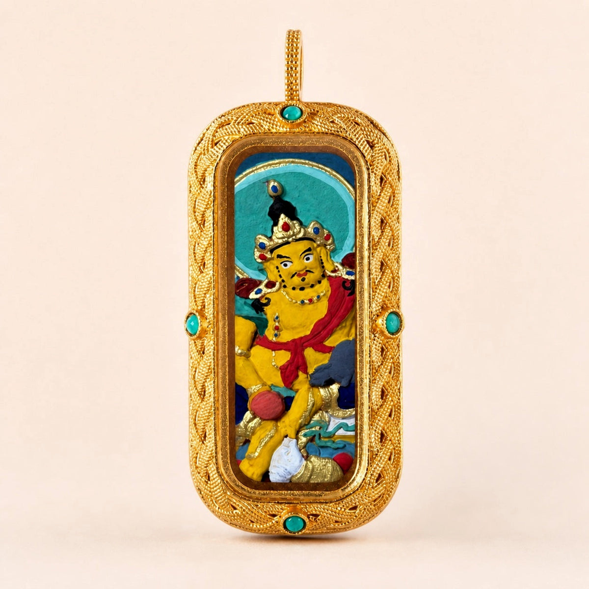 Eastern Luck yellow jambhala 3d hand painted tsatsa pendant zodiac series image 8 of 10